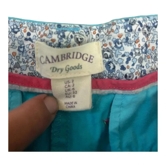 Cambridge Dry Goods Women's 2 Chino Shorts Blue Embroidered Watermelon Design - Picture 4 of 8